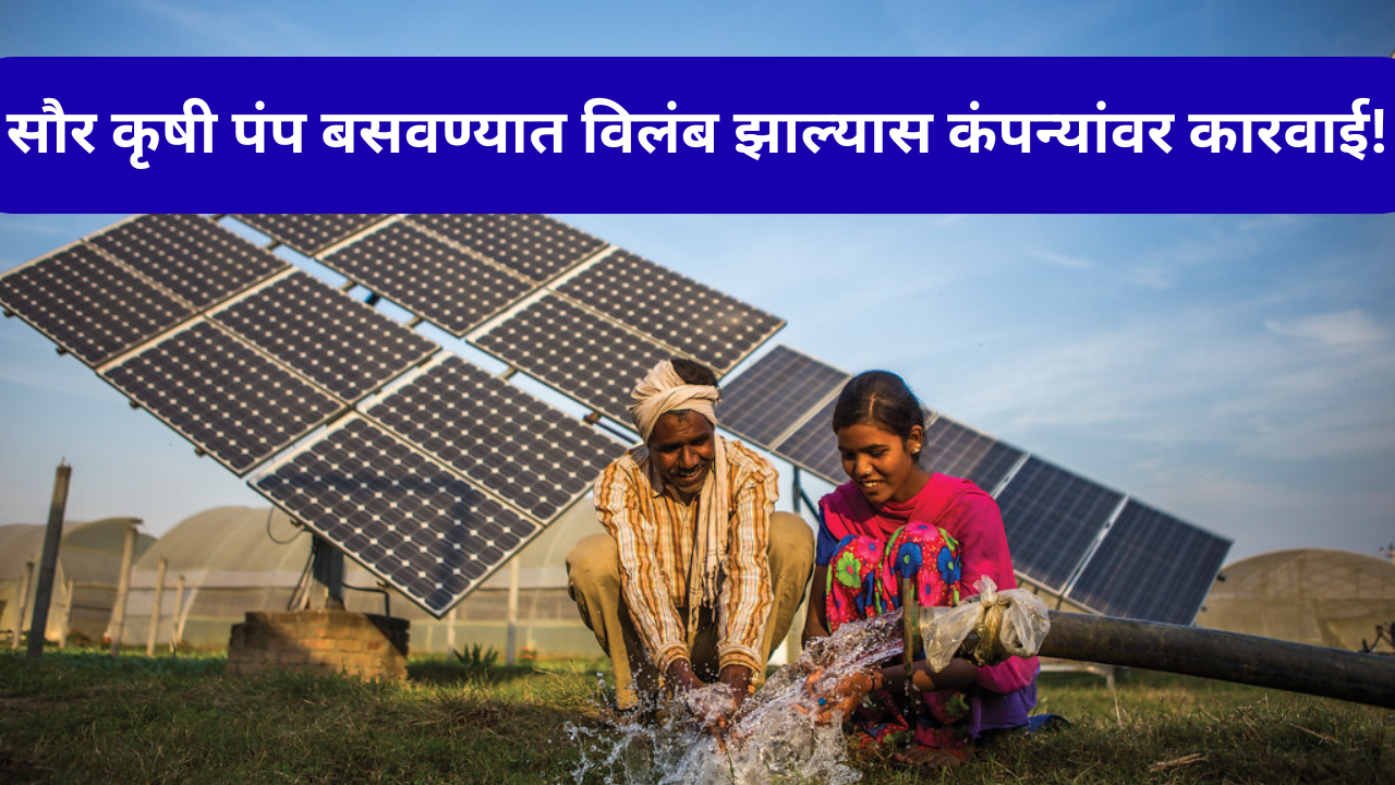 शेतकरी शेतात सौर कृषी पंप पाहत आहे