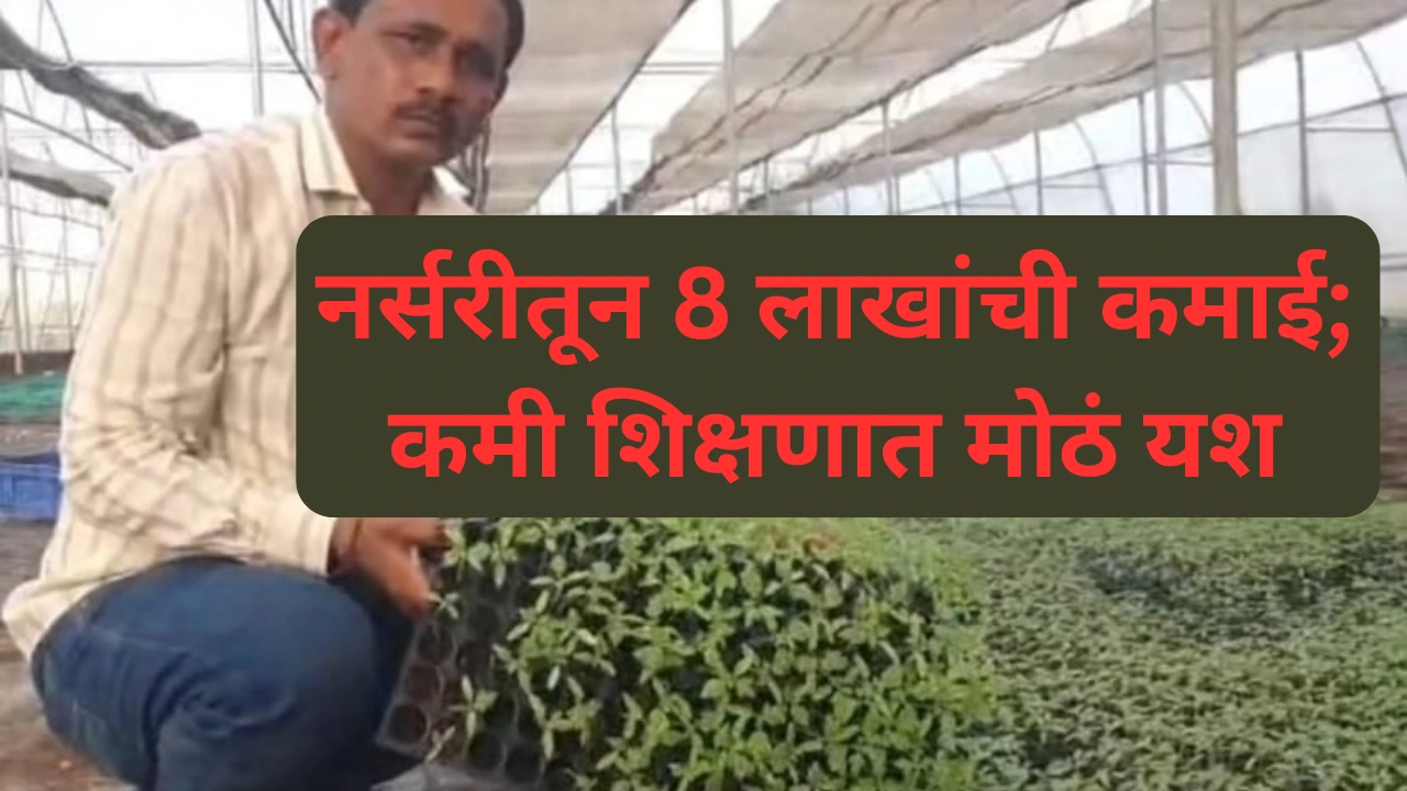 नर्सरीत भाजीपाल्याची रोपं पाहणारा समाधान साठे